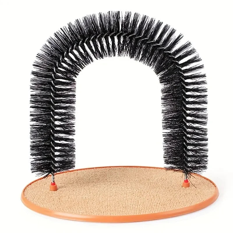 Cat Grooming Arch with Massage Brush and Scratching Pad