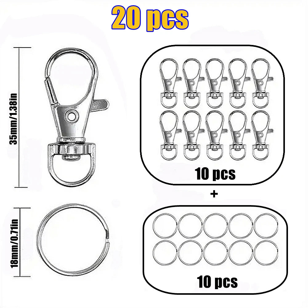 Silver Swivel Snap Hooks with Key Rings (20-Pack)