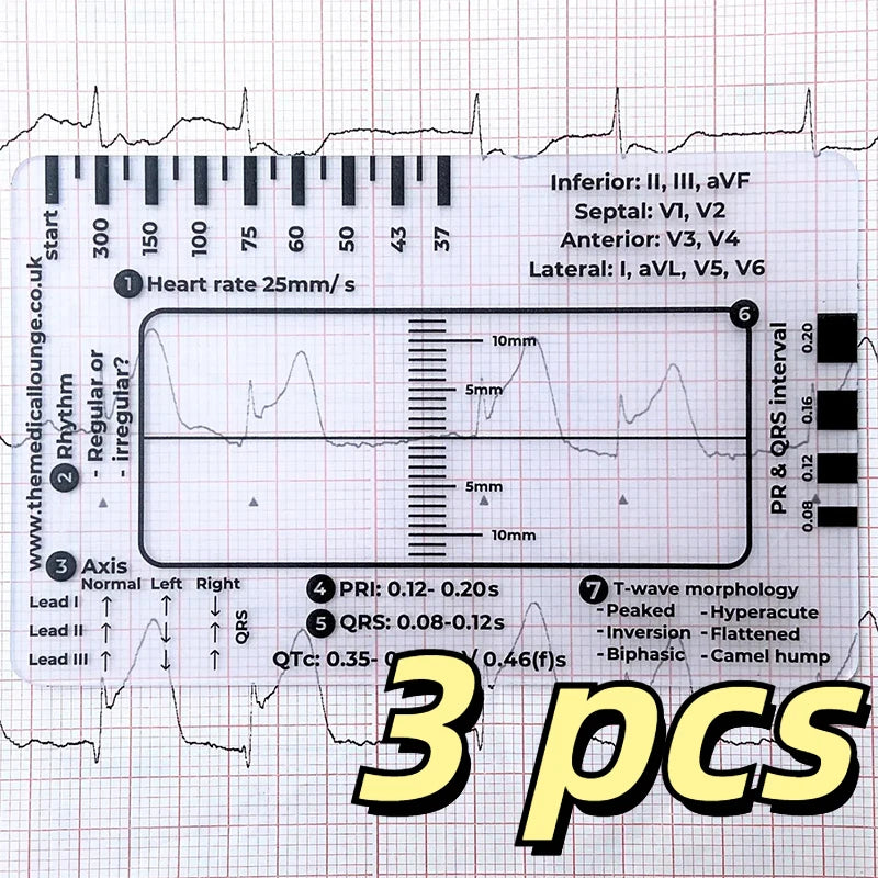 ECG 7-Step Interpretation Ruler Card