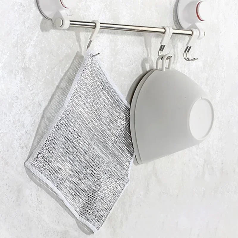 Double-Layer Steel Wire Cleaning Cloth with Microfiber Mesh