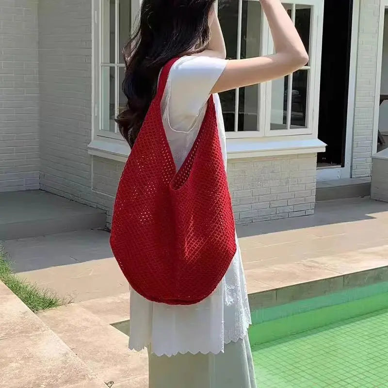 Handwoven Crochet Tote Bag – Large Capacity Shoulder Bag