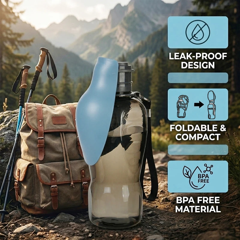 Botella de Agua Plegable para Mascotas con Bebedero