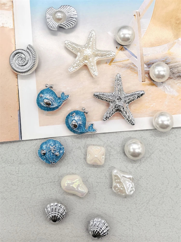 Beach-Themed Shoe Charms Set - 16 Pieces