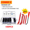 Combo 5 package list showing a set of 100 pieces of boxed buckle and 5 pieces of car disassembly tools