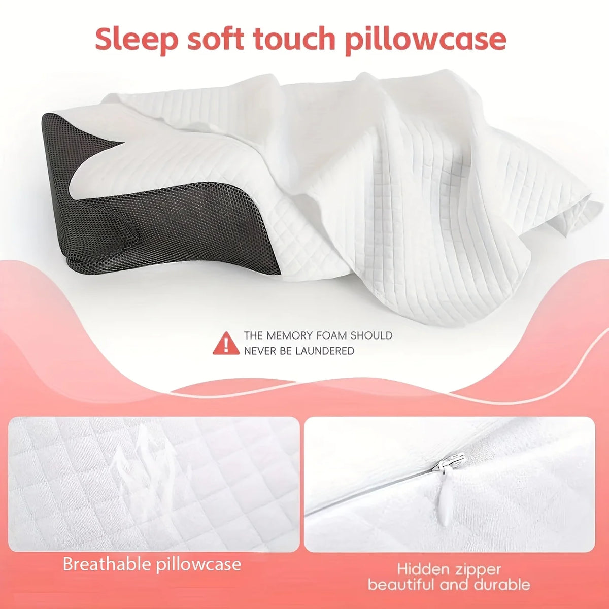 Memory Foam Cervical Pillowcase with Cooling Fabric