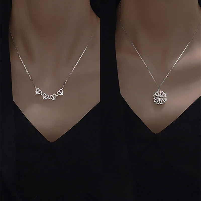 Heart & Clover Zircon Pendant Necklace