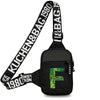 Black canvas chest bag with a wide strap featuring the text KUCHEN&BAG.1980
