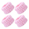 Pink microfiber wrist washing bands or face-saving cuffs with a ribbed texture