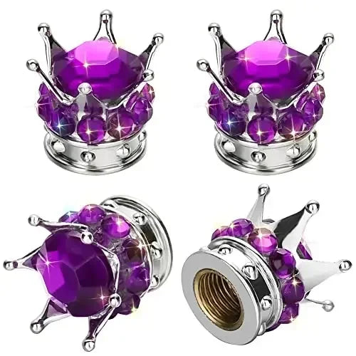 Crystal Crown Tire Valve Caps - Set of 4