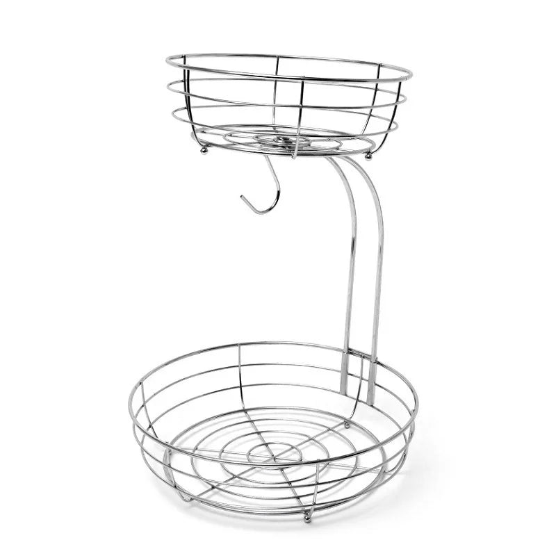 2-Tier Countertop Fruit Basket with Banana Hanger