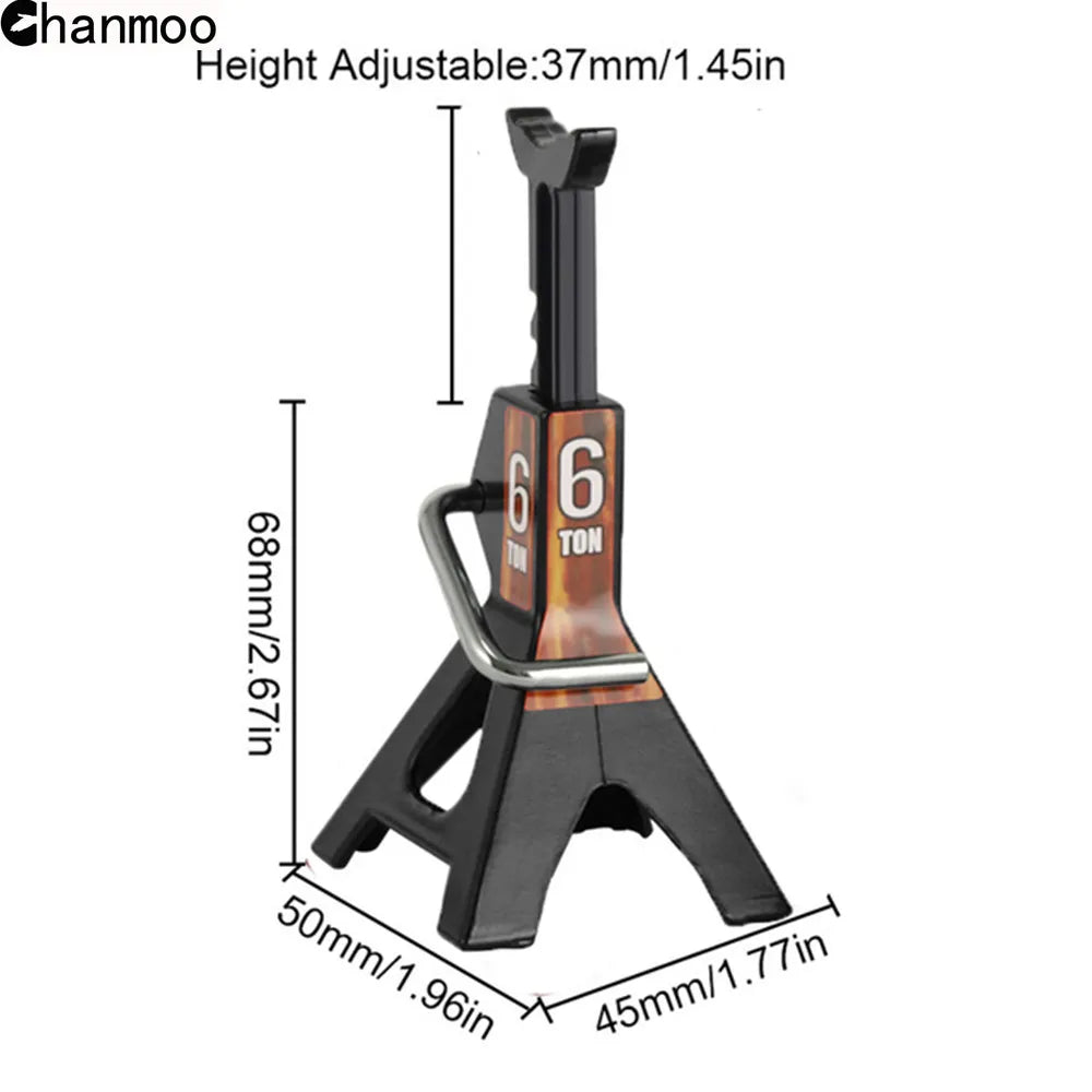 A black metal jack stand with a height adjustable feature is shown, measuring 68mm tall.