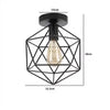 A black metal frame ceiling lamp with a clear glass bulb and single light source.