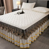 Gold Embroidered Lace Bed Skirt with Heart Pattern