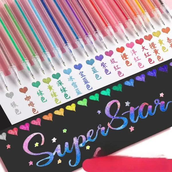 Glitter Gel Pens Set - Retractable & Click Action Markers