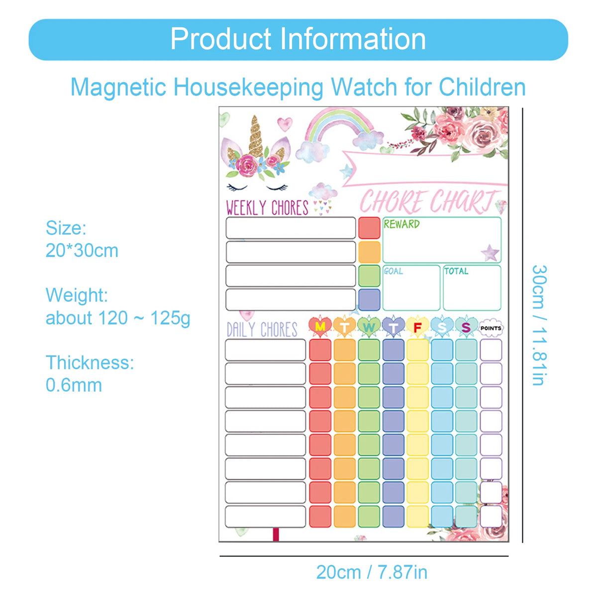 Magnetic Chore Chart for Kids with Dry-Erase Surface