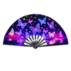 Holographic Folding Hand Fan with UV Glow Effect