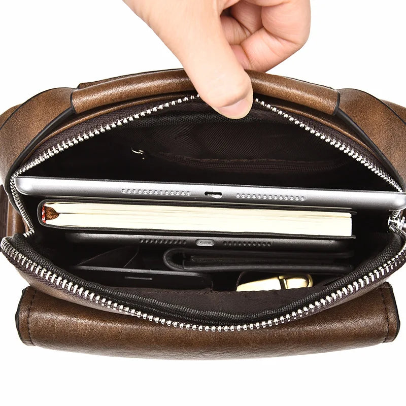 Vintage Leather Messenger Bag for Men – Classic Crossbody Shoulder Bag