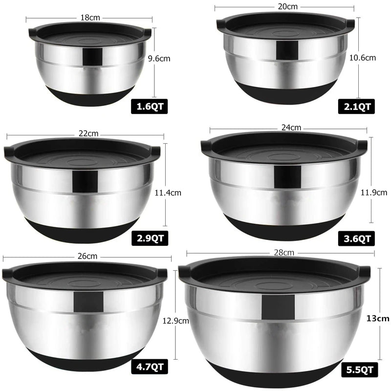 Stainless Steel Mixing Bowl Set with Lids
