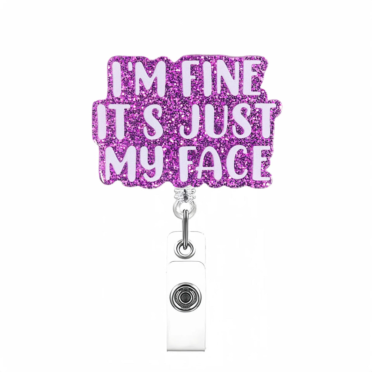 Glitter Retractable Badge Reel with Inspirational Quote