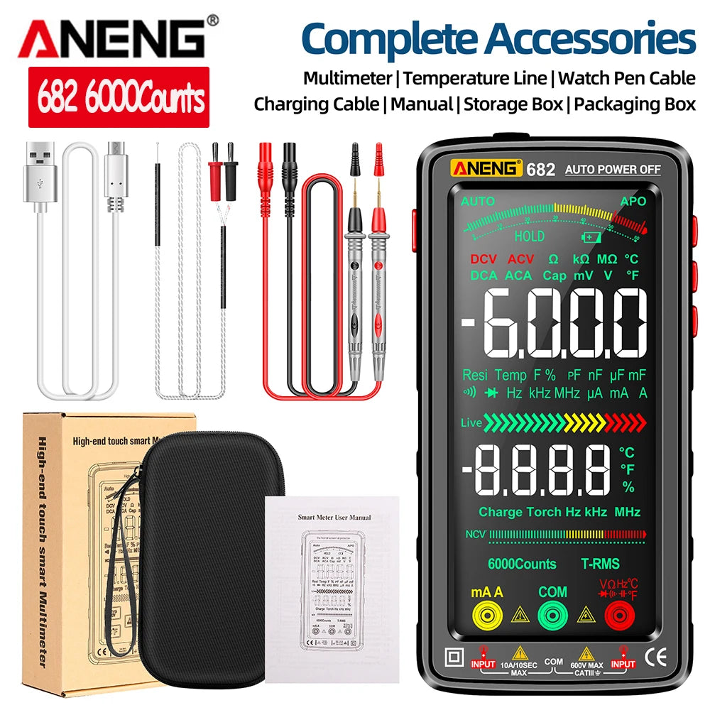 Professional 6000-Count Digital Multimeter with NCV Detection and Rechargeable Battery