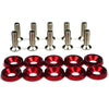 A set of aluminum JDM fender washers and bolts, including various sizes of threaded fasteners and red washers.