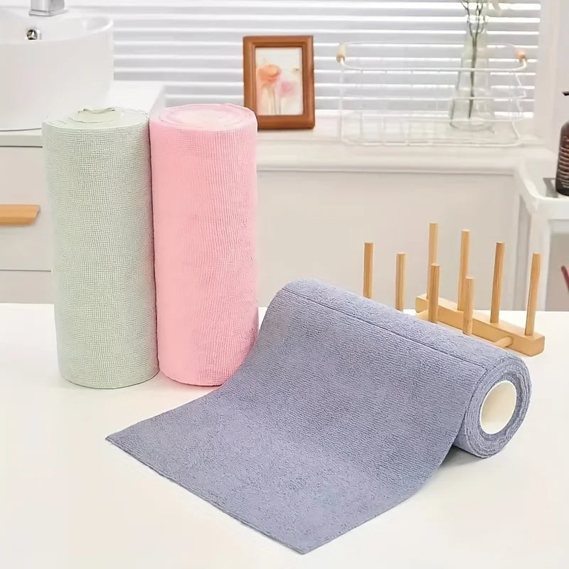 Rouleau de Chiffons en Microfibre Réutilisables – 20 Feuilles