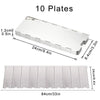 Ten silver aluminum plates for an adjustable camping stove windscreen, shown in a flat layout.