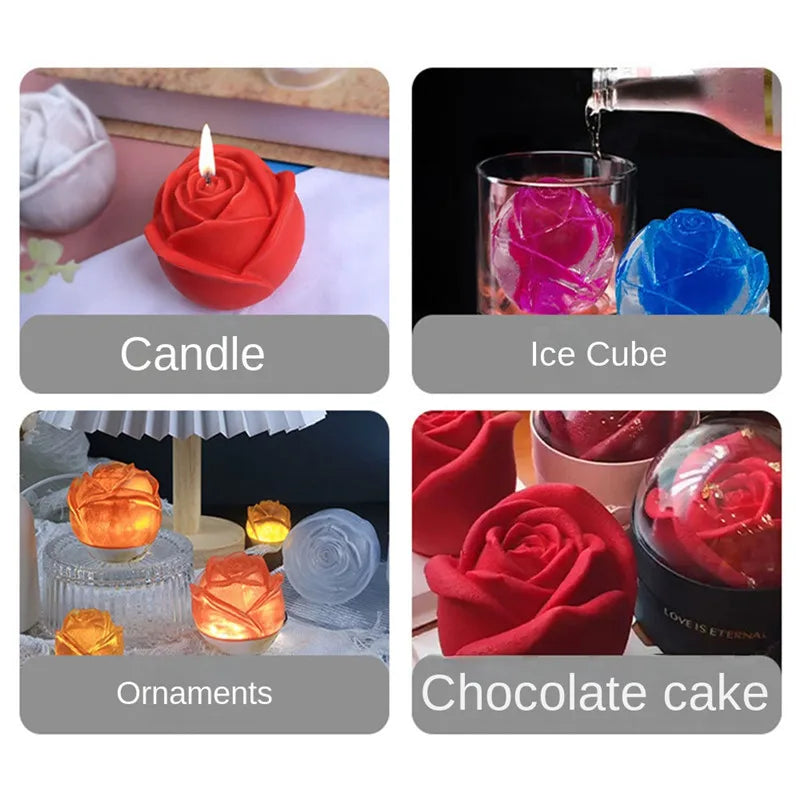 3D Rose Silicone Mold for Baking, Chocolate, Ice Cubes & Candle Making