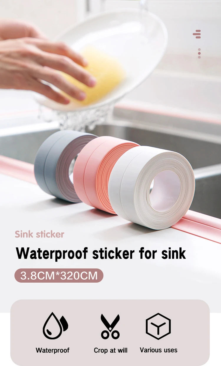 Self-Adhesive Waterproof Sealing Tape for Bathroom & Kitchen Edges