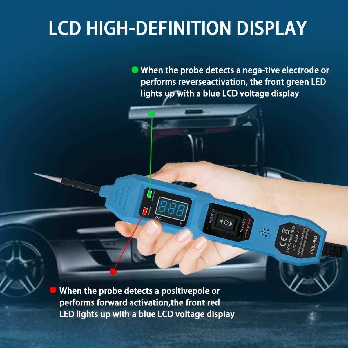 12V-24V Car Power Circuit Tester with Digital Display