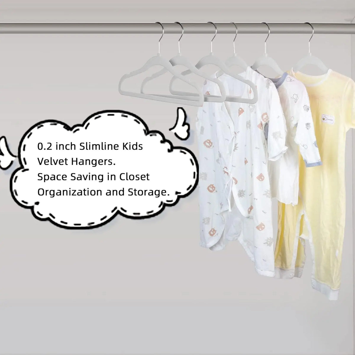 Kids' Velvet Non-Slip Slim Hangers with 360° Swivel Hooks (10-Pack)