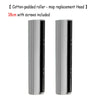 A silver cotton-padded roller mop replacement head with screws included.