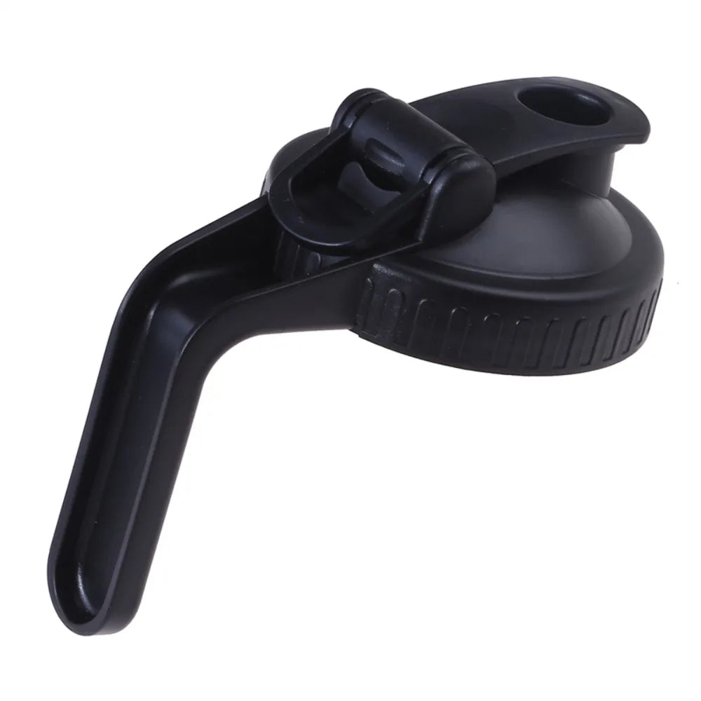 Black wide mouth mason jar lids with a pour spout and handle