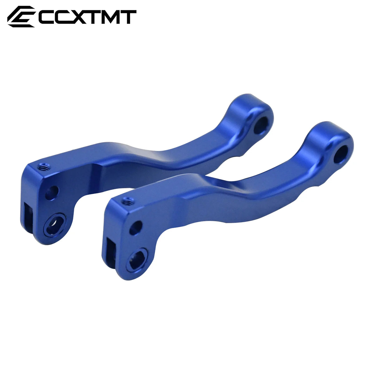 A pair of blue CNC aluminum brake levers for a Sur-Ron Light Bee X/S motorcycle.