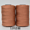 Two spools of 3-ply polyester knitting yarn for crochet and hand crafts in a reddish-brown color