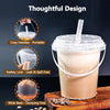 Disposable Plastic Cups with Lids and Straws for Iced Coffee, Smoothies, and Party Drinks