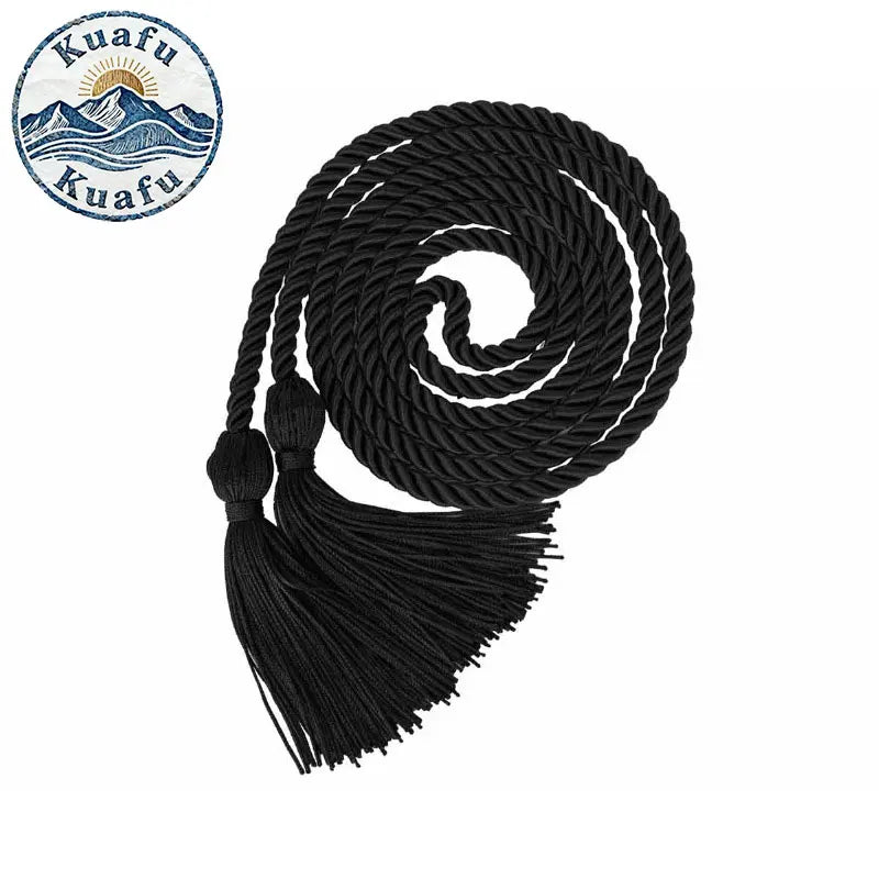 Black graduation honor cords with tassels for ceremonies and crafts