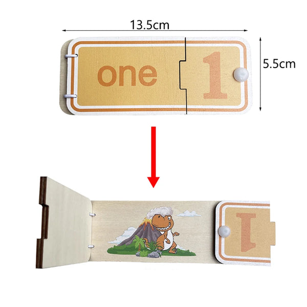 Wooden Montessori busy board showing the number one and a transportation theme illustration