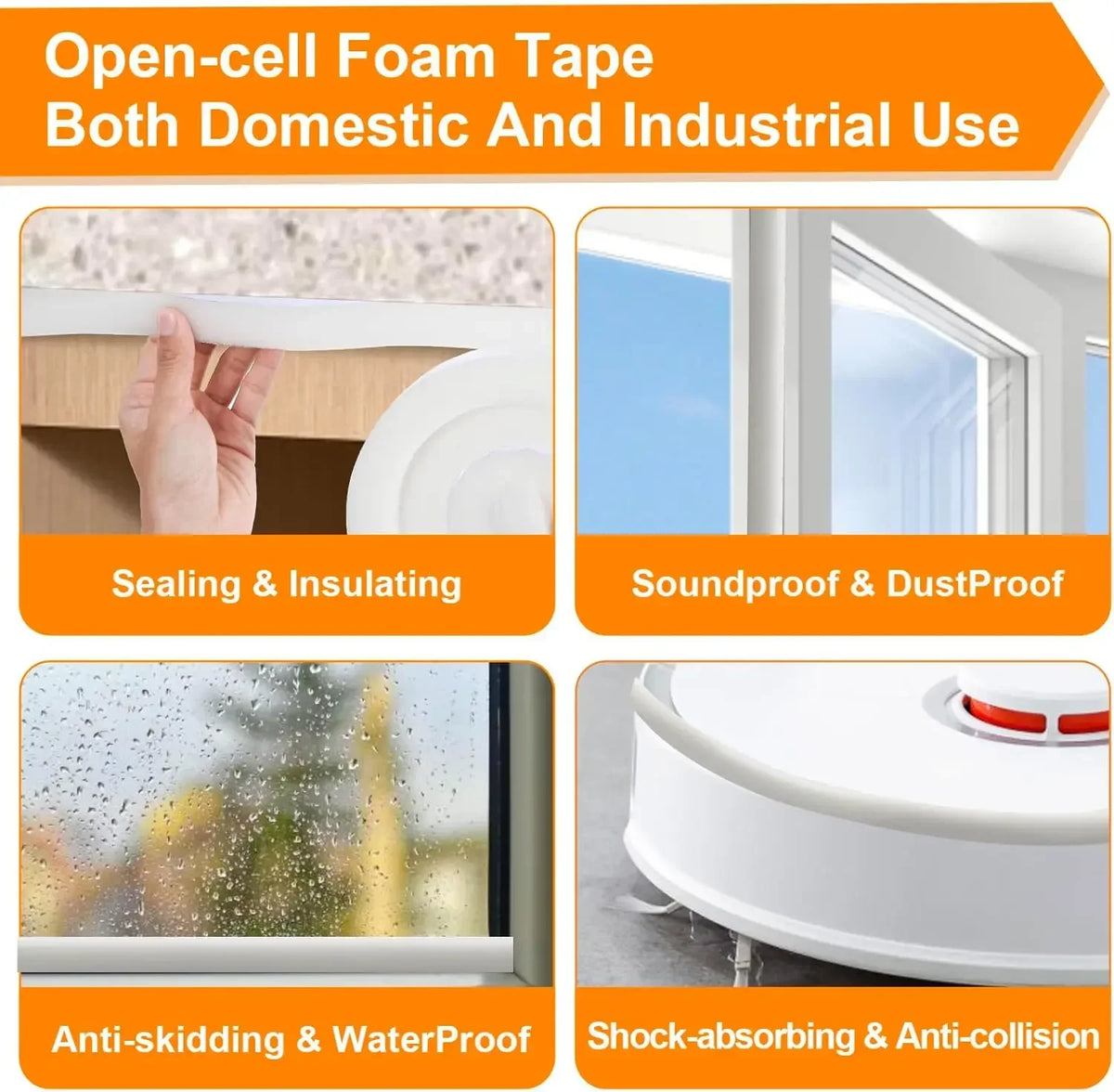 Self-Adhesive Foam Weather Stripping for Doors and Windows