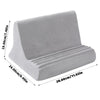 A gray adjustable comfort tablet and phone stand pillow with dimensions 19.00cm x 24.00cm x 28.00cm.