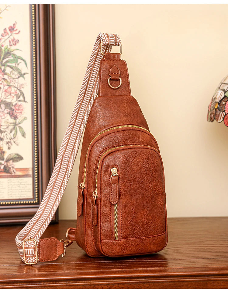 Elegant PU Leather Crossbody Sling Bag for Women