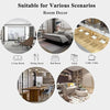 A set of minimalist doormats shown in various scenarios including a living room, dining room, bedroom, study, and coffee tabl