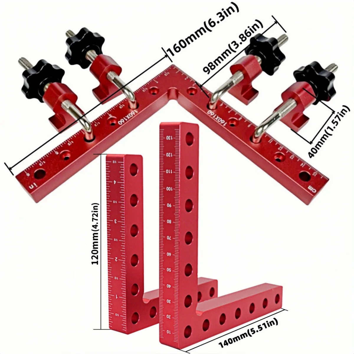 Aluminum Alloy Right Angle Clamp with 90-Degree Positioning Ruler
