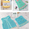 A bright green knitted shirt made from cotton yarn with pink trim and a floral detail.
