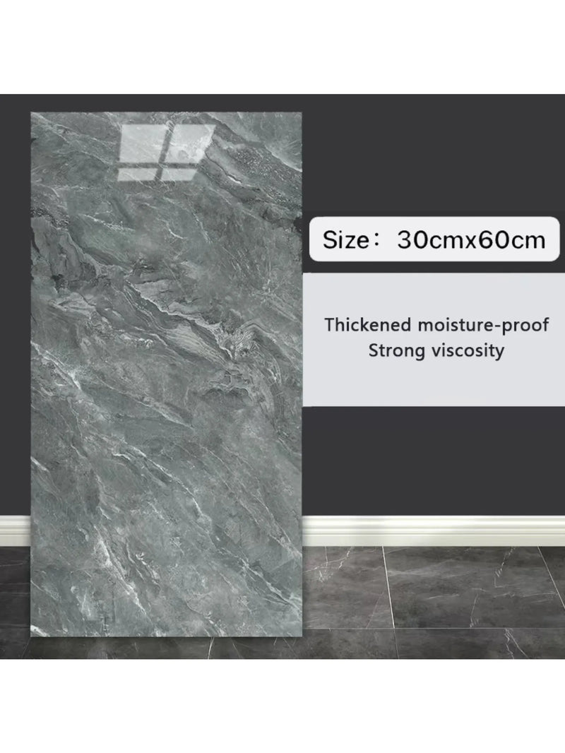 10-Pack Marble Tile Sticker Sheets - Peel-and-Stick 30 x 60 cm, Waterproof PVC Tiles
