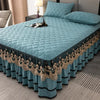 Gold Embroidered Lace Bed Skirt with Heart Pattern