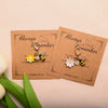 Floral Blessing Card Keychain with Bee Motif