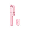A pink shower phone holder with a rotatable grip and anti-fog touch screen.