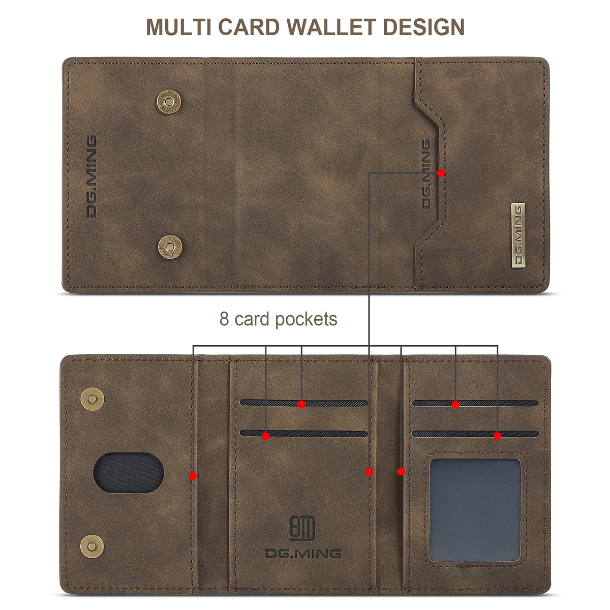 Vintage Leather Trifold Wallet with Magnetic Closure