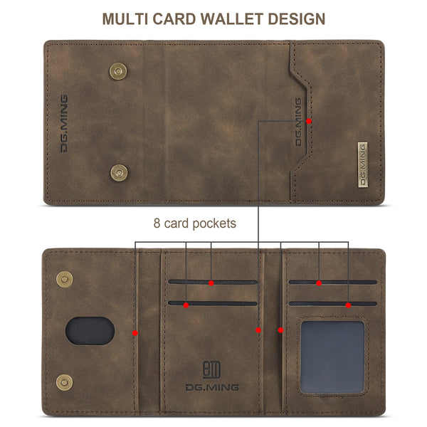 Vintage Leather Trifold Wallet with Magnetic Closure